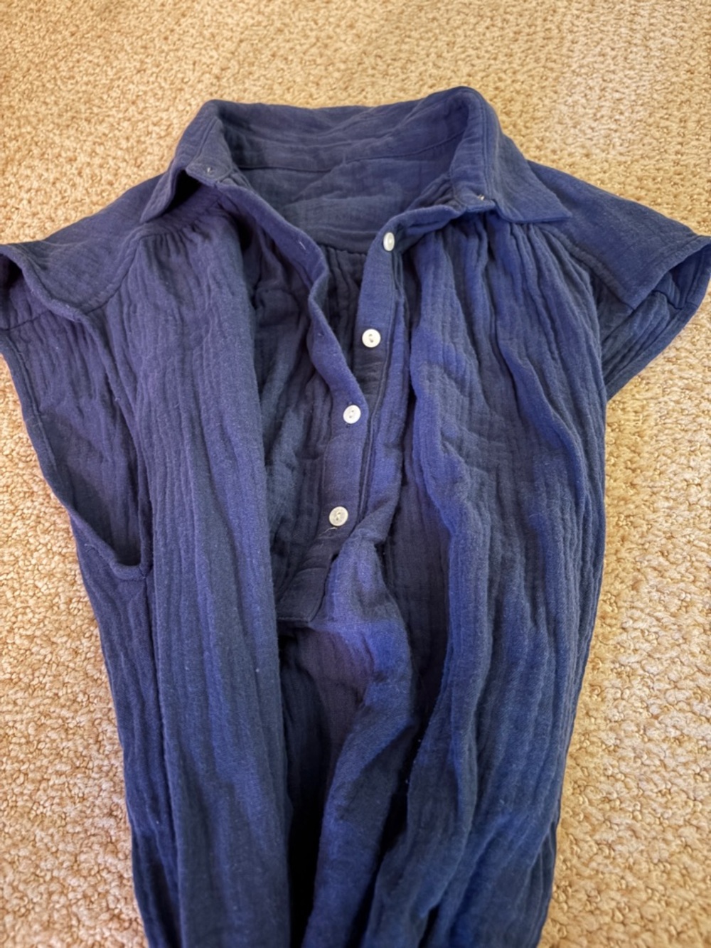 Casual Navy Button-Down Shirt Dress